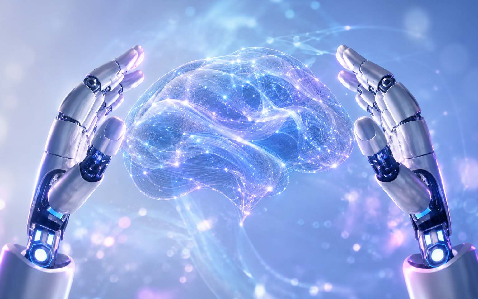 Robotik eller arasında ışık ağlarından oluşan üretken yapay zekâ çekirdeği